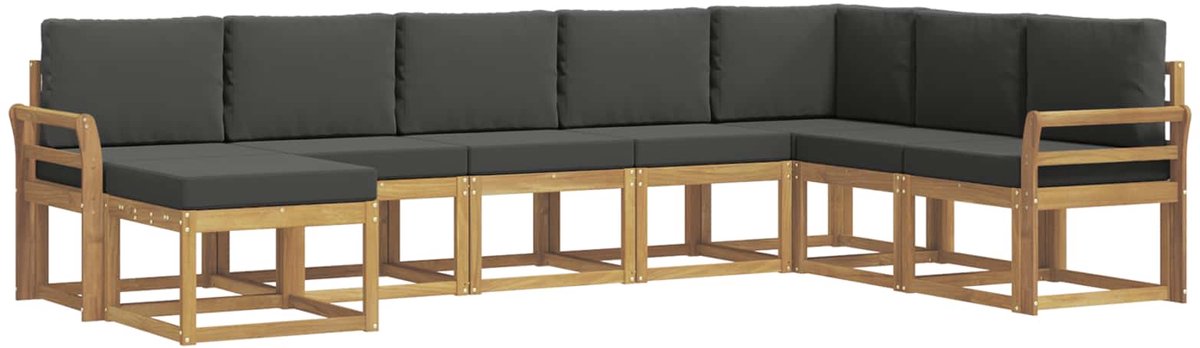 vidaXL Buiten - bank - set - 8 - st - 8-zits - Wit - en - antracietkleurig Wit en antracietkleurig