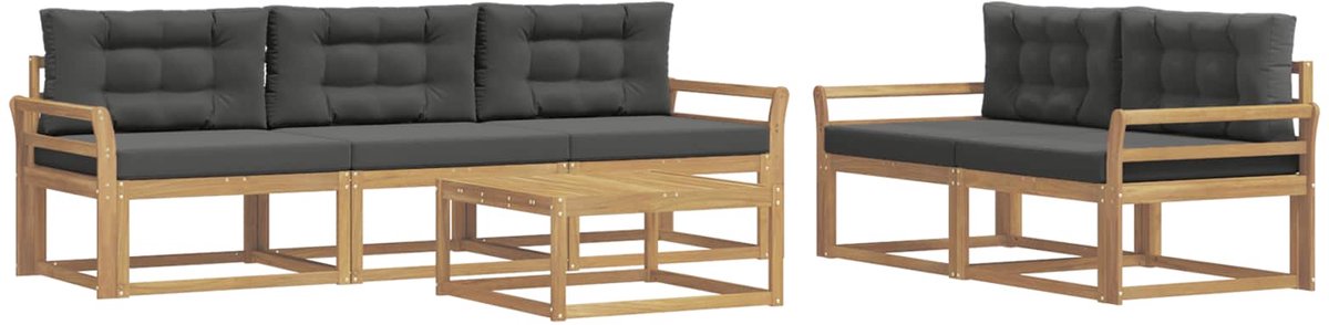 vidaXL Buiten - bank - set - 6 - st - 5-zits - Wit - en - antracietkleurig Wit en antracietkleurig