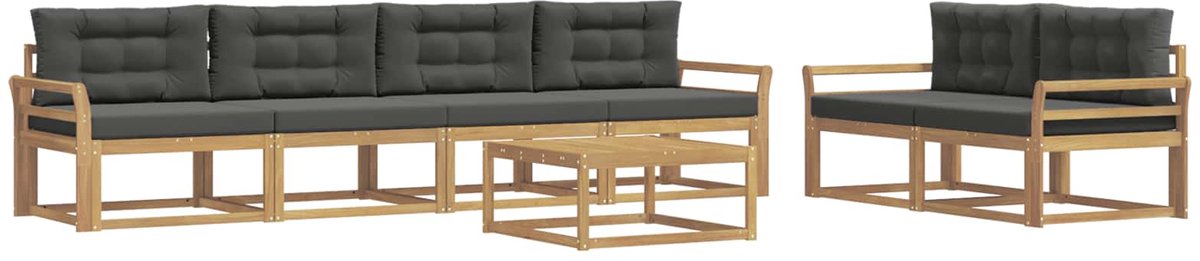 vidaXL Buiten - bank - set - 6 - st - 6-zits - Wit - en - antracietkleurig Wit en antracietkleurig