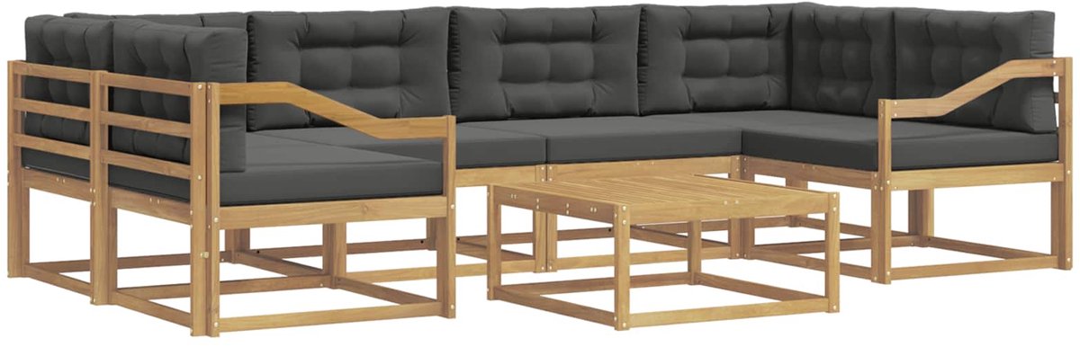vidaXL Buiten - bank - set - 5 - st - 6-zits - Wit - en - antracietkleurig Wit en antracietkleurig