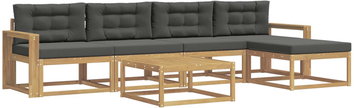 vidaXL Buiten - bank - set - 6 - st - 5-zits - Wit - en - antracietkleurig - Polyester Wit en antracietkleurig