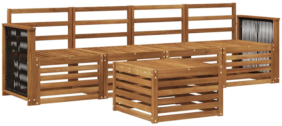 vidaXL Buiten - bank - set - 5 - st - 4-zits - Naturel - Massief - Acacia - Hout