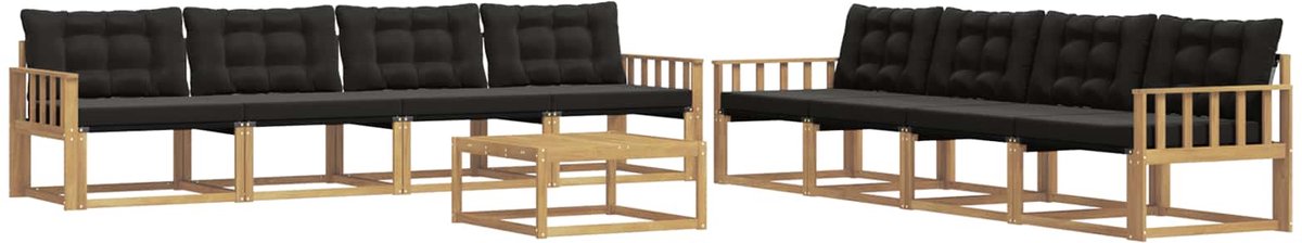 vidaXL Buiten - bank - set - 9 - st - 8-zits - Wit - en - zwart Wit en zwart
