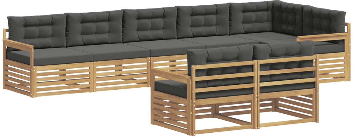 vidaXL Buiten - bank - set - 8 - st - 8-zits - Wit - en - antracietkleurig - Polyester Wit en antracietkleurig