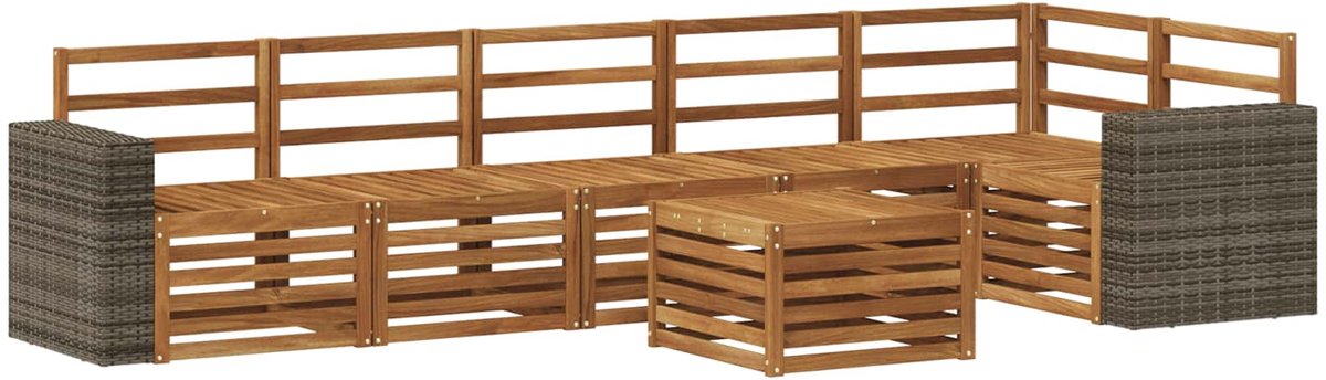 vidaXL Buiten - bank - set - 7 - st - 6-zits - Naturel - Massief - Acacia - Hout