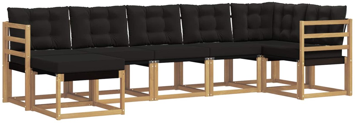 vidaXL Buiten - bank - set - 7 - st - 7-zits - Wit - en - zwart Wit en zwart