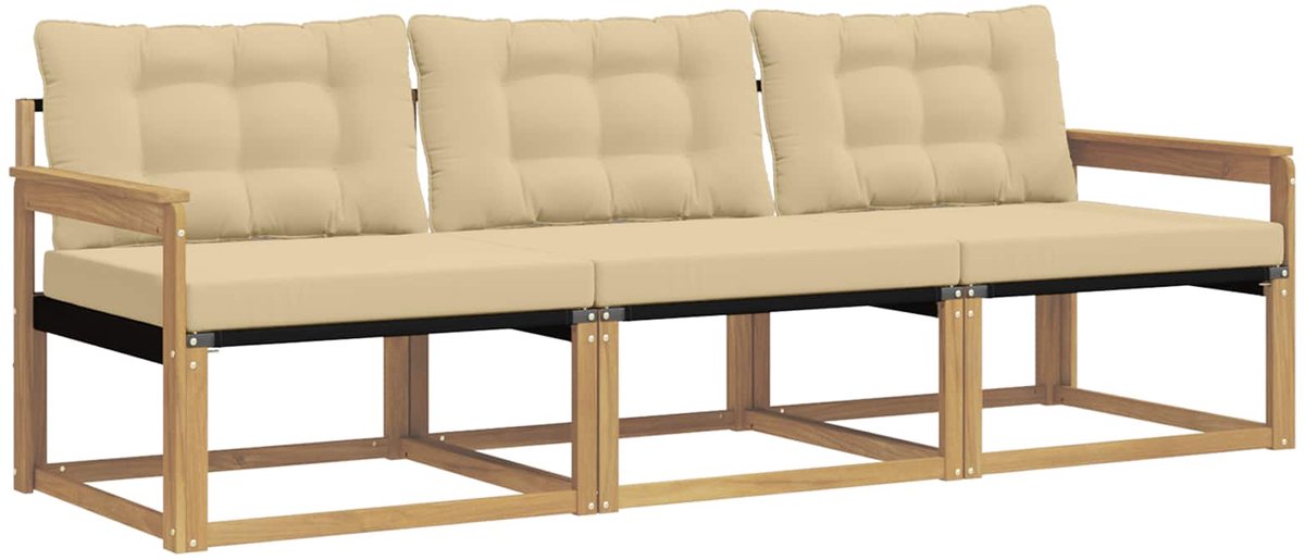 vidaXL Buiten - bank - set - 3 - st - Wit - en - Beige Wit en beige