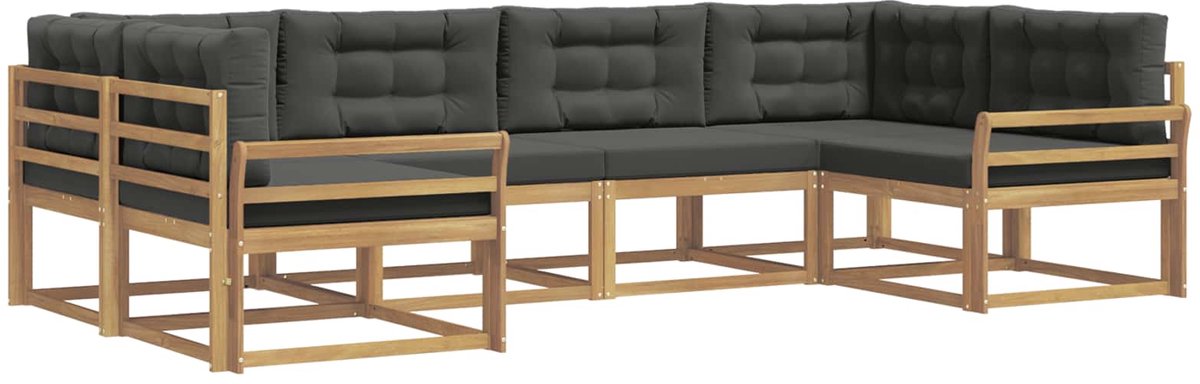 vidaXL Buiten - bank - set - 6 - st - 6-zits - Wit - en - antracietkleurig Wit en antracietkleurig