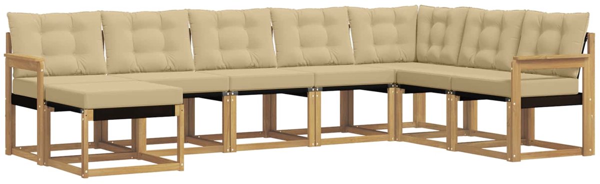 vidaXL Buiten - bank - set - 8 - st - Wit - en - Beige Wit en beige