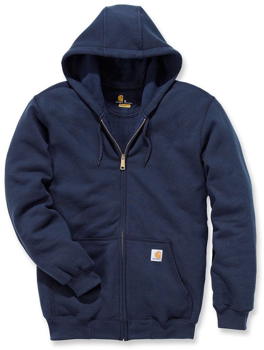 Carhartt K122 Midweight Zip-Front Hooded Sweatshirt Original Fit New L valt als XL Blauw