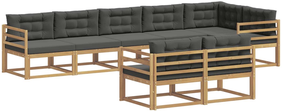 vidaXL Buiten - bank - set - 6 - st - 8-zits - Wit - en - antracietkleurig - Polyester Wit en antracietkleurig