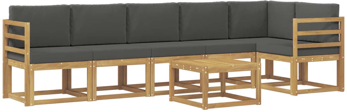 vidaXL Buiten - bank - set - 7 - st - 6-zits - Wit - en - antracietkleurig - Polyester Wit en antracietkleurig