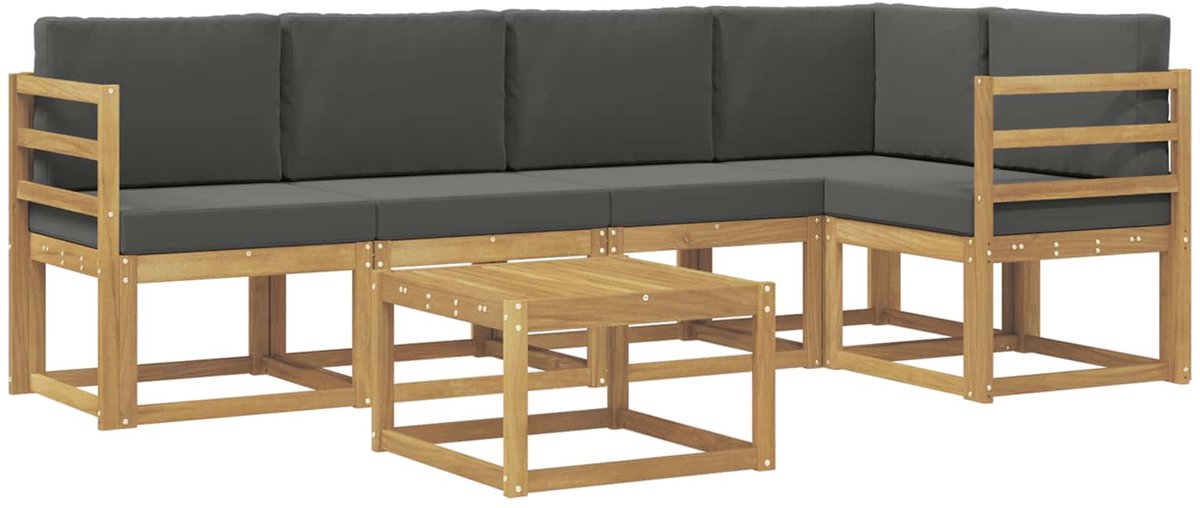 vidaXL Buiten - bank - set - 6 - st - 5-zits - Wit - en - antracietkleurig Wit en antracietkleurig