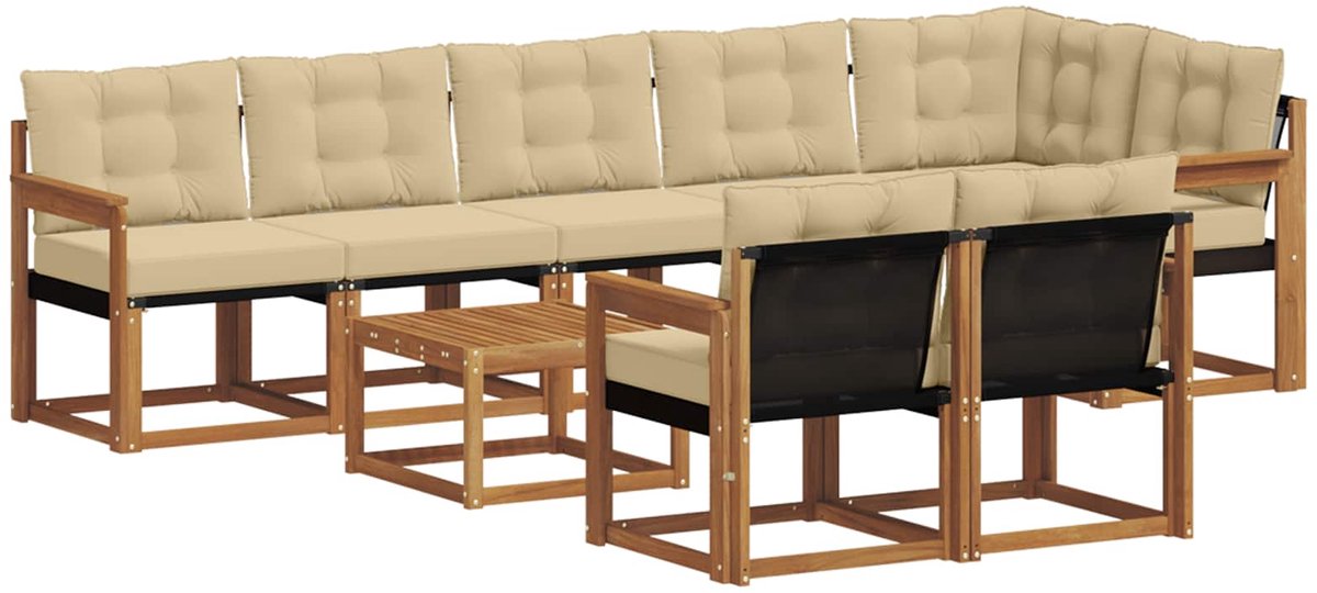vidaXL Buiten - bank - set - 9 - st - Natuurlijk - en - Beige Natuurlijk en Beige