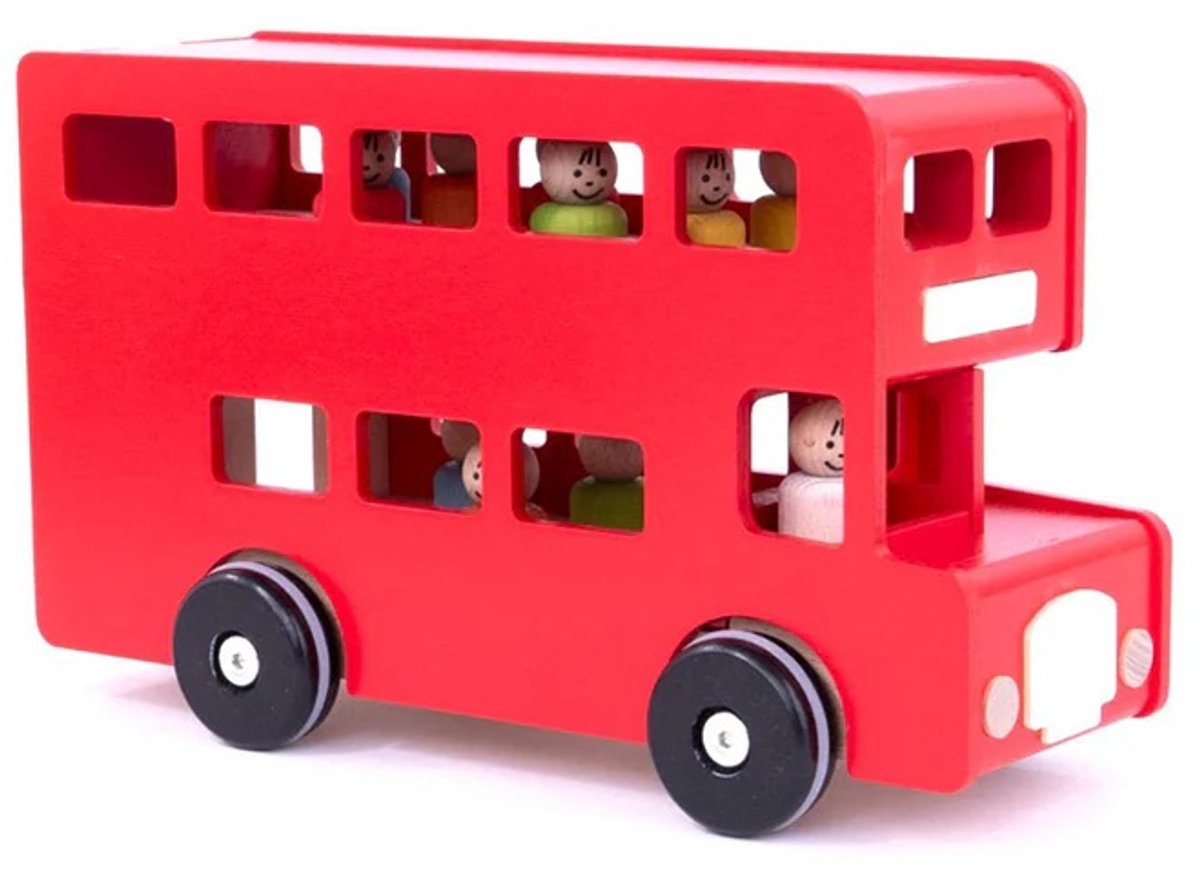 Bajo houten schoolbus speelgoed bus duurzaam hout.