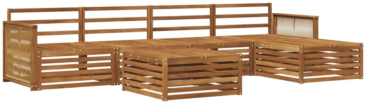 vidaXL Buiten - bank - set - 6 - st - 5-zits - Naturel - Massief - Acacia - Hout