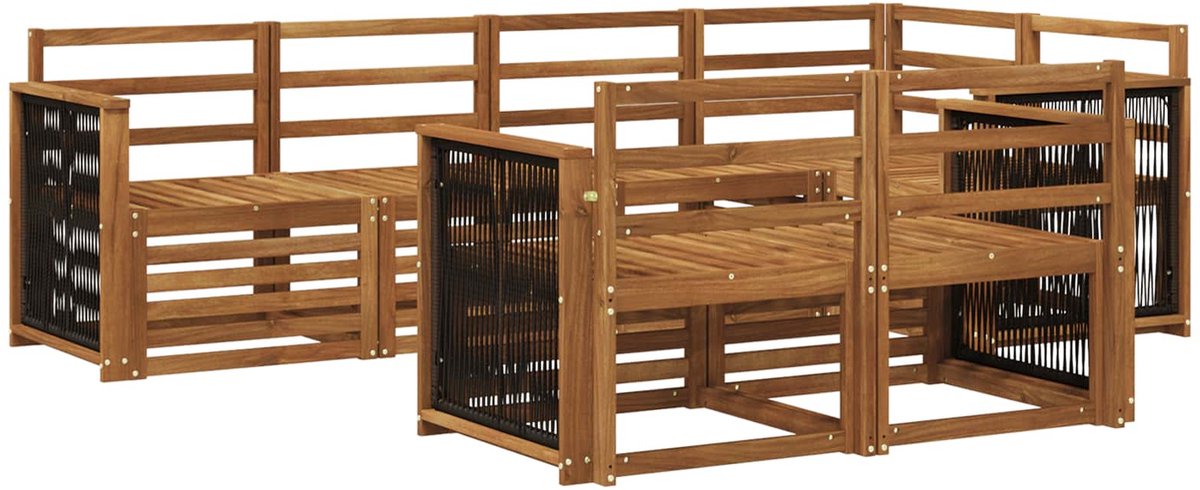 vidaXL Buiten - bank - set - 7 - st - 7-zits - Naturel - Massief - Acacia - Hout