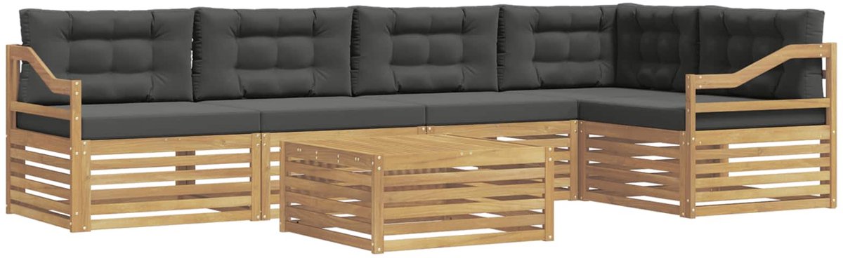vidaXL Buiten - bank - set - 6 - st - 5-zits - Wit - en - antracietkleurig - Polyester Wit en antracietkleurig