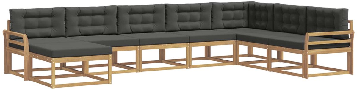 vidaXL Buiten - bank - set - 8 - st - 8-zits - Wit - en - antracietkleurig Wit en antracietkleurig