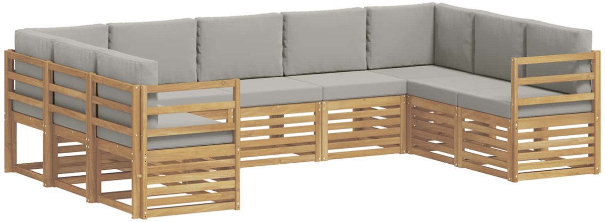 vidaXL Buiten - bank - set - 9 - st - 9-zits - Wit - en - Lichtgrijs - Polyester Wit en Lichtgrijs