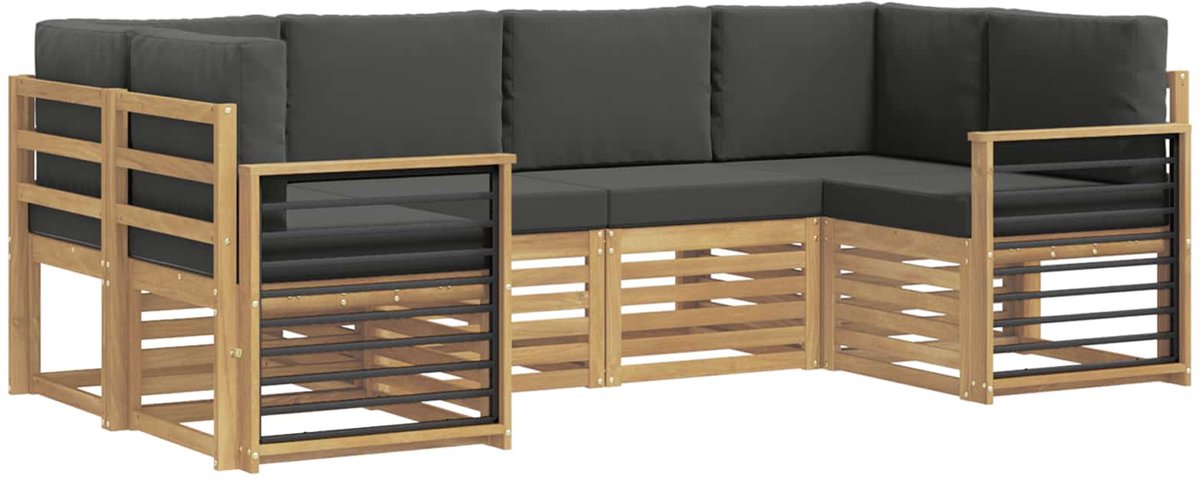 vidaXL Buiten - bank - set - 6 - st - 6-zits - Wit - en - antracietkleurig - Polyester Wit en antracietkleurig