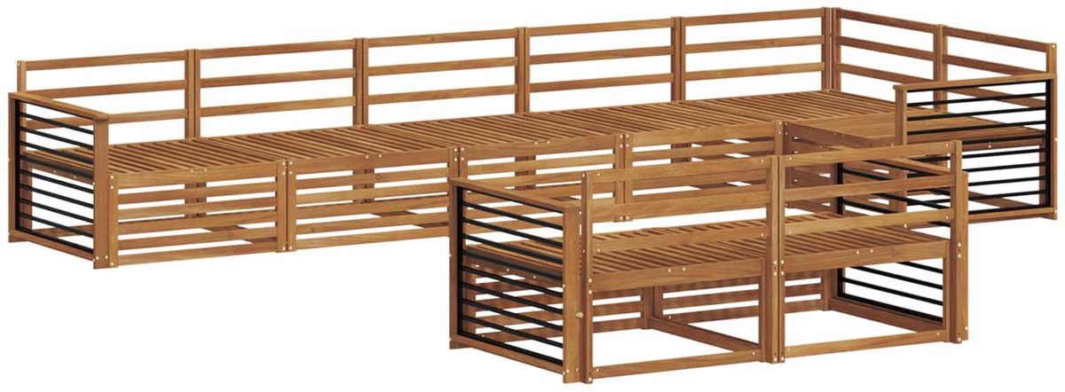 vidaXL Buiten - bank - set - 8 - st - 8-zits - Naturel - Massief - Acacia - Hout