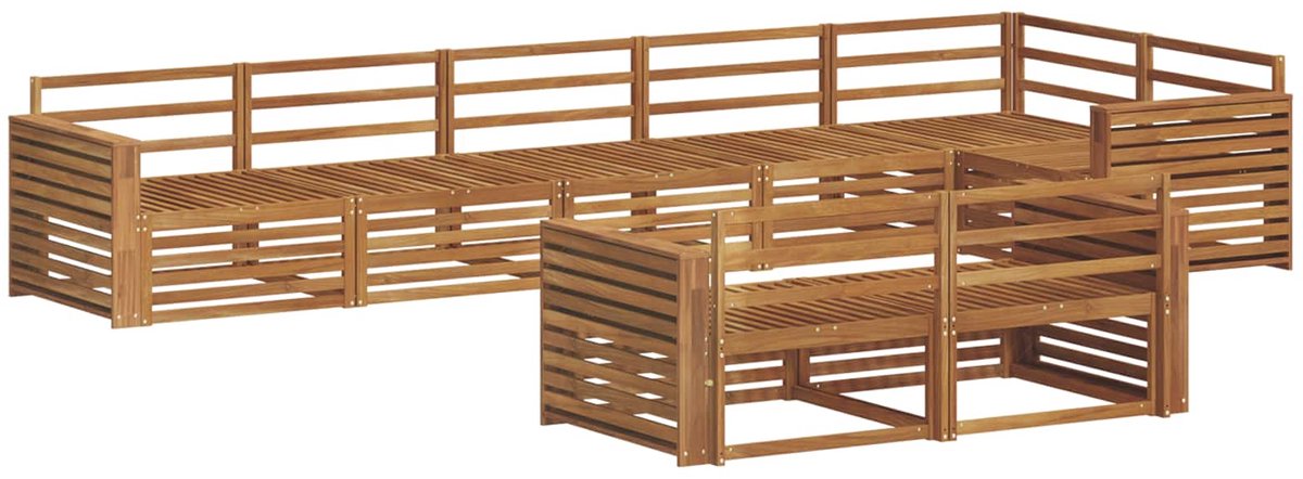 vidaXL Buiten - bank - set - 8 - st - Naturel - Massief - Acacia - Hout