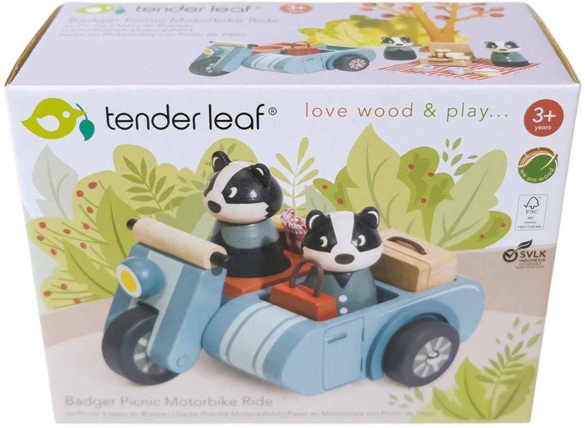 Tender Leaf houten motorfiets dassen speelgoed - dierenfiguur.