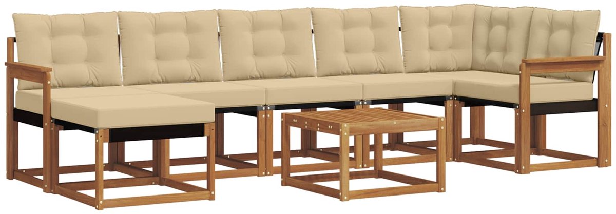 vidaXL Buiten - bank - set - 8 - st - 7-zits - Natuurlijk - en - Beige Natuurlijk en Beige