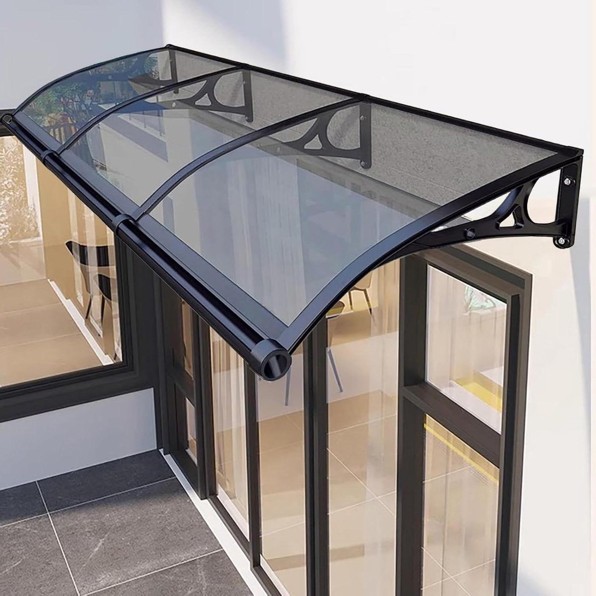 Voordeur Luifel - Regenkap Deur - Buitenruimte Beschermen - Polycarbonaat Afdekking - 60-120cm Breed - Transparant