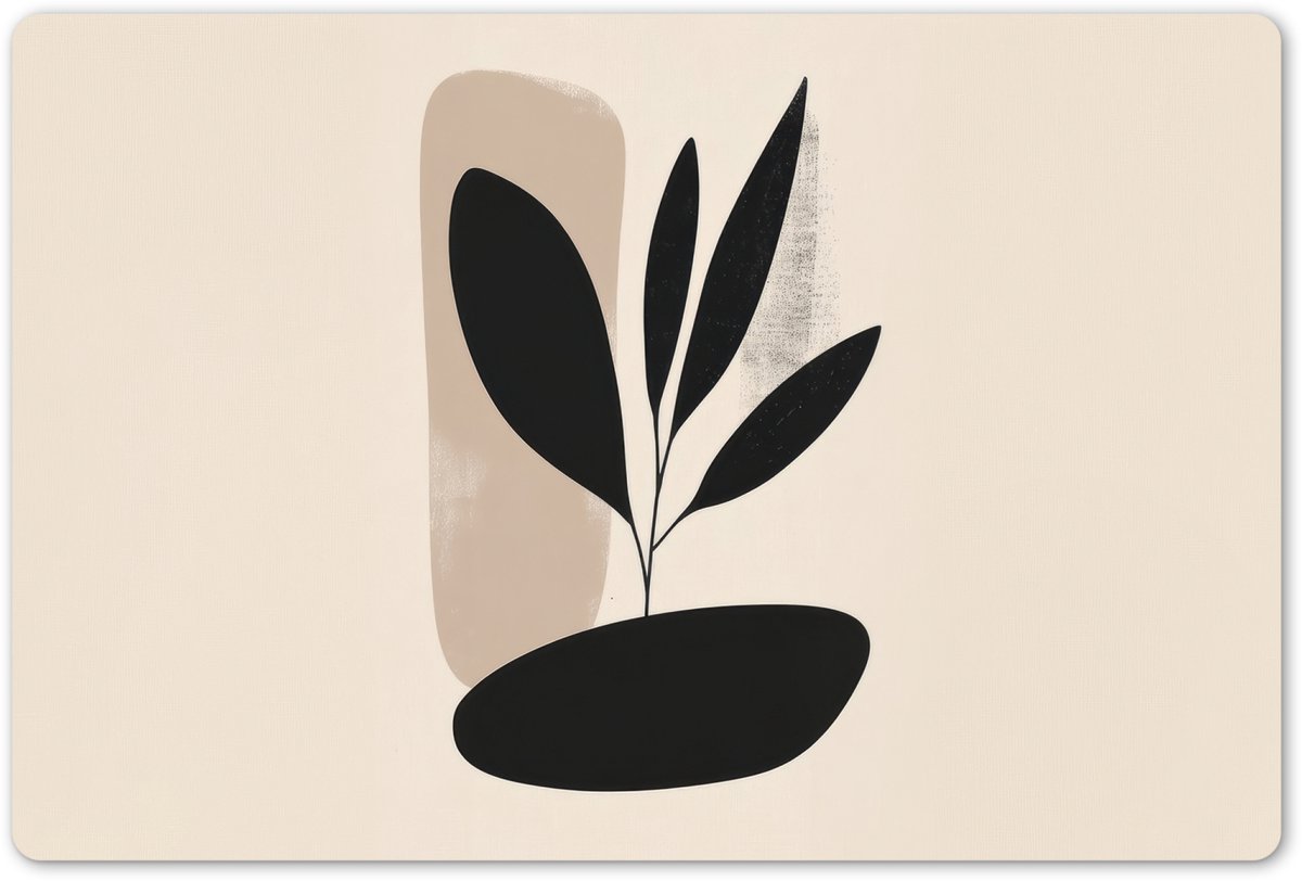 Placemats 45x30 cm - Placemat kunststof - 1 stuk - Plant - Beige - Japandi - Borden onderleggers - Decoratie voor op tafel - Keuken tafeldecoratie accessoires - Vinyl onderlegger - Tafelversiering