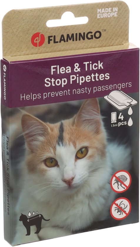 Vlooiendruppels kat – Batali Vlo & Teek Stop Pipetten 4x1,5ml – anti-parasietendruppels – tegen vlooien – teken en mijten – met Dimethicone – zonder insecticide – geschikt vanaf 3 maanden – voor alle huidtypes