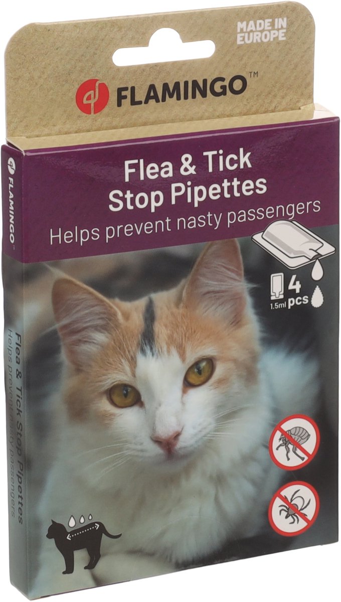 Vlooiendruppels kat – Batali Vlo & Teek Stop Pipetten 4x1,5ml – anti-parasietendruppels – tegen vlooien – teken en mijten – met Dimethicone – zonder insecticide – geschikt vanaf 3 maanden – voor alle huidtypes
