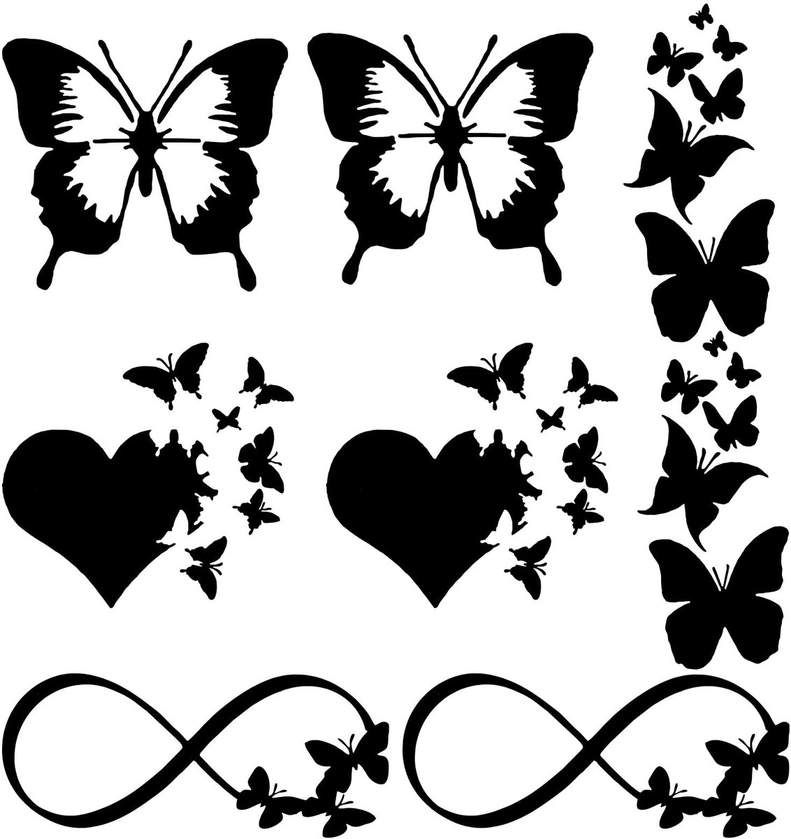 aladdien - Vinyl autostickers - Vlinder - Reflecterend - Zwart - Decoratie stickers - Voor auto, motorfiets, muren, deuren