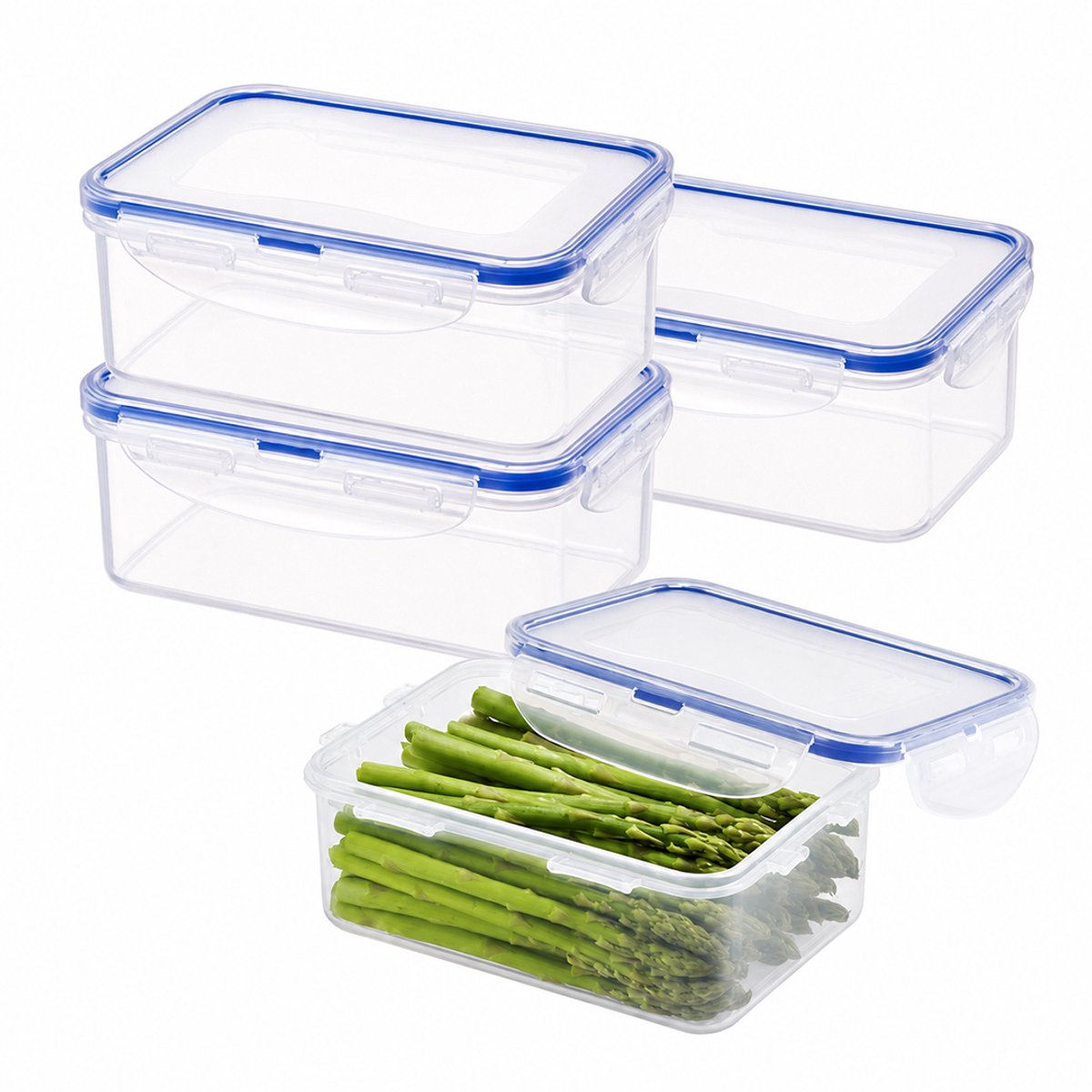 Lock&Lock Diepvriesbakjes - Meal prep bakjes - Vershoudbakjes - 850 ml - Set 4 stuks - 100% Lekvrij - BPA vrij - PFAS vrij - Magnetron bakjes met deksel - Diepvriesdozen - Bewaarbakjes - Vershouddoos - Transparant — afbeelding 1
