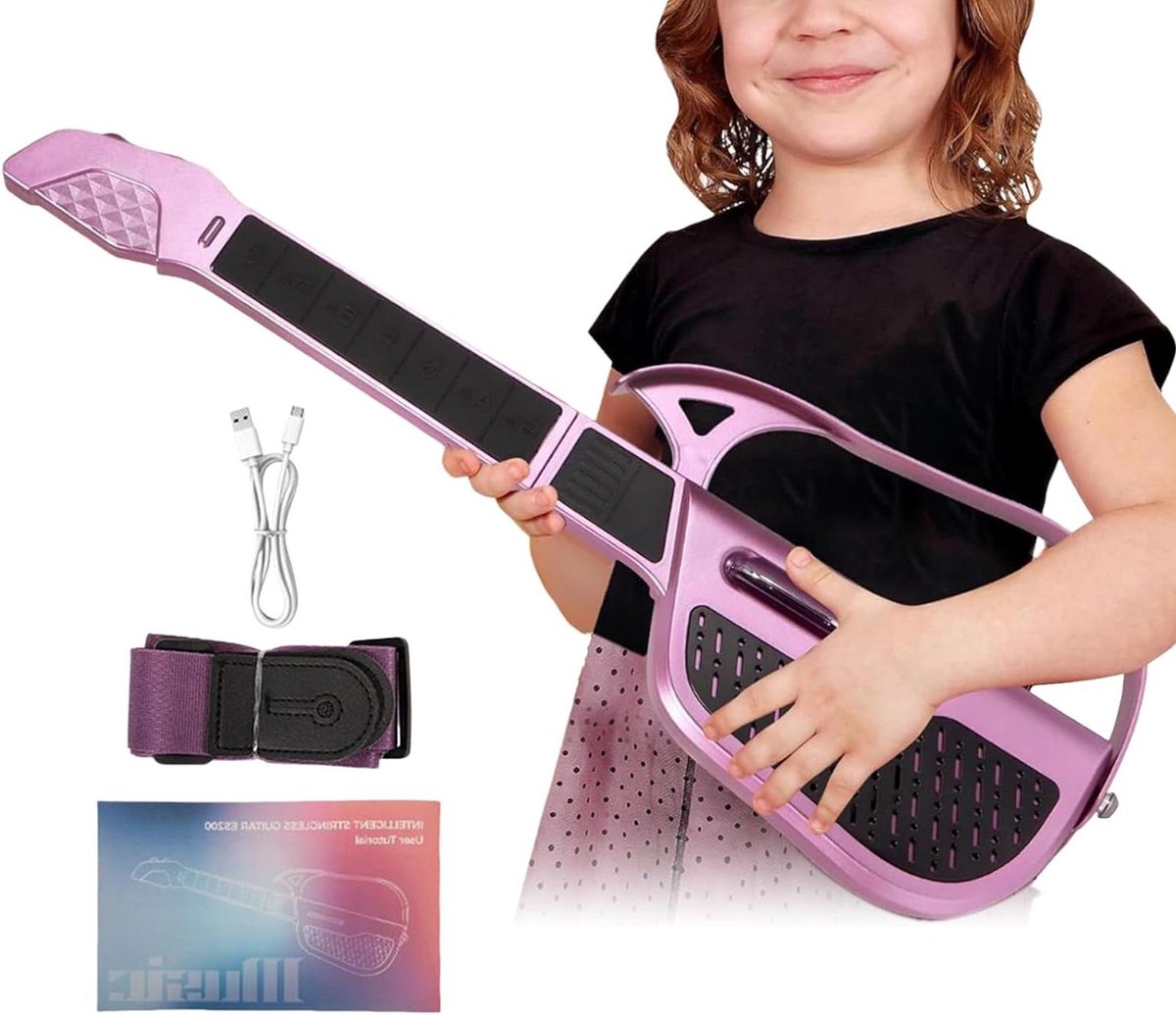Kinder Gitaar - Muziekinstrument Peuters - Muziek Leren - Snaarloos Intelligent Systeem - 58 cm - Paars