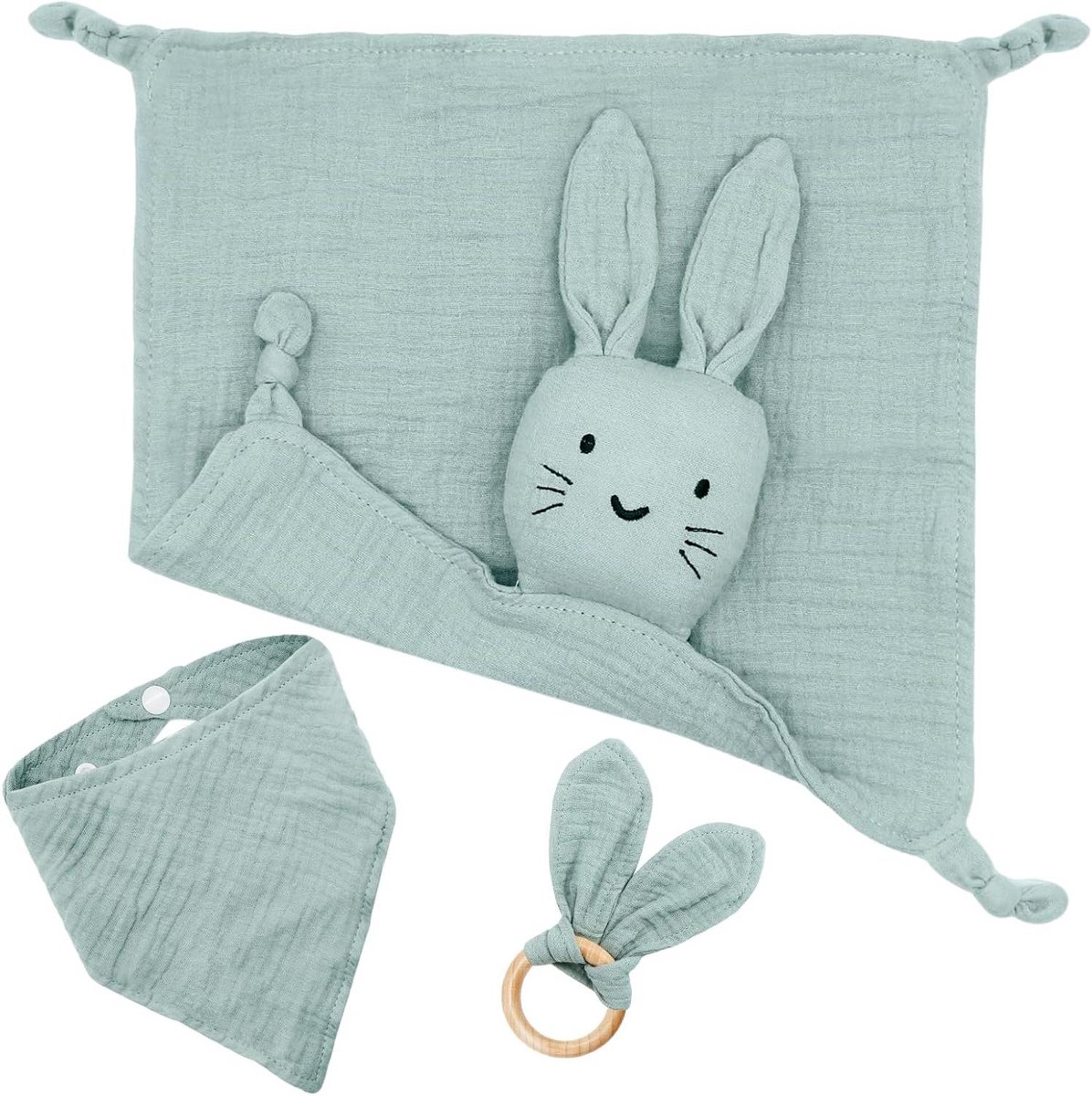 Geboortecadeau Set - Baby Cadeau Pakket - Baby Verzorgen - Met Knuffeldoekje - 19 x 18 x 5 cm - Groen