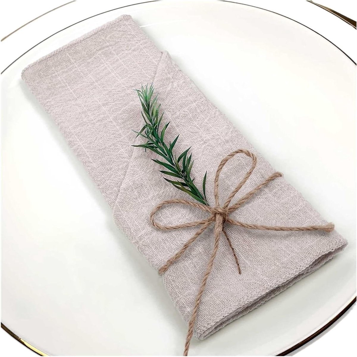 Linnen Servetten - Katoenen Doek - Tafel Decoratie - Rustiek Gaasontwerp - 30 x 30 cm - Beige