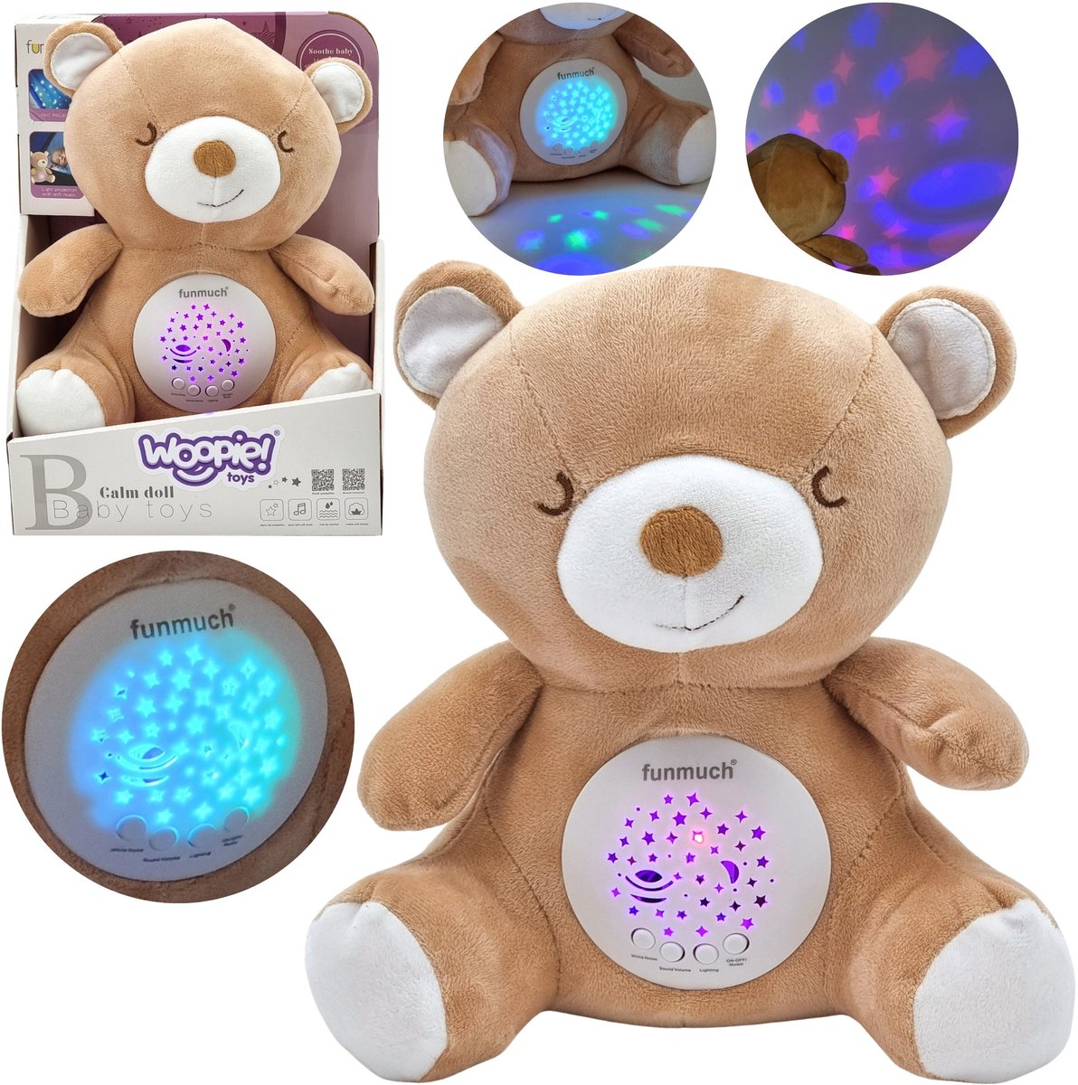 Woopie Baby 2-in-1 teddybeer slaapspeelgoedprojector - 10 slaapliedjes - UNI