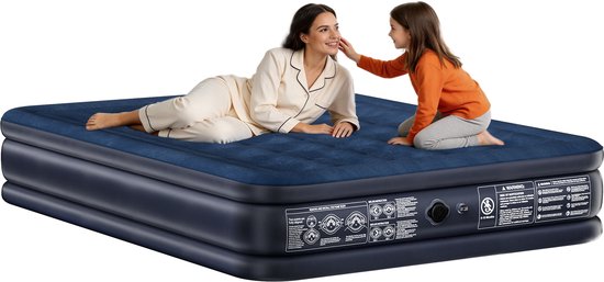 Aufun luchtmatras 2-persoons, opblaasmatras met ingebouwde pomp, zelfopblazend binnen 3 minuten, behaalde bovenlaag, geschikt voor thuisgebruik, kamperen en logeerbed, afmetingen 200×150×38 cm van Aufun — afbeelding 5