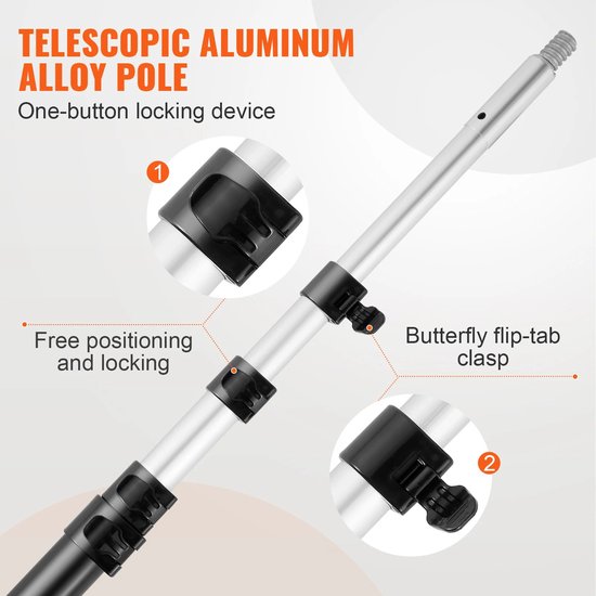 Cherrys Finds - Handmatige Boomzaag - Uitschuifbare Boomzaag - Boomzaag Telescopisch - Met Scherp Metalen Mes - Oranje van Cherrys Finds — afbeelding 4