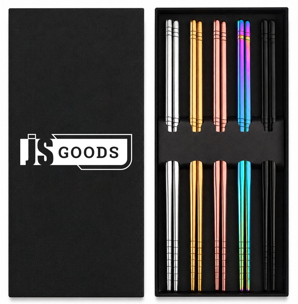 JS Goods® Luxe Chopsticks Set - Eetstokjes Vaatwasserbestendig - Eetstokjes RVS - Sushi Stokjes - Chopsticks Vaatwasserbestendig - Sushi Servies - 5 Paar - RVS