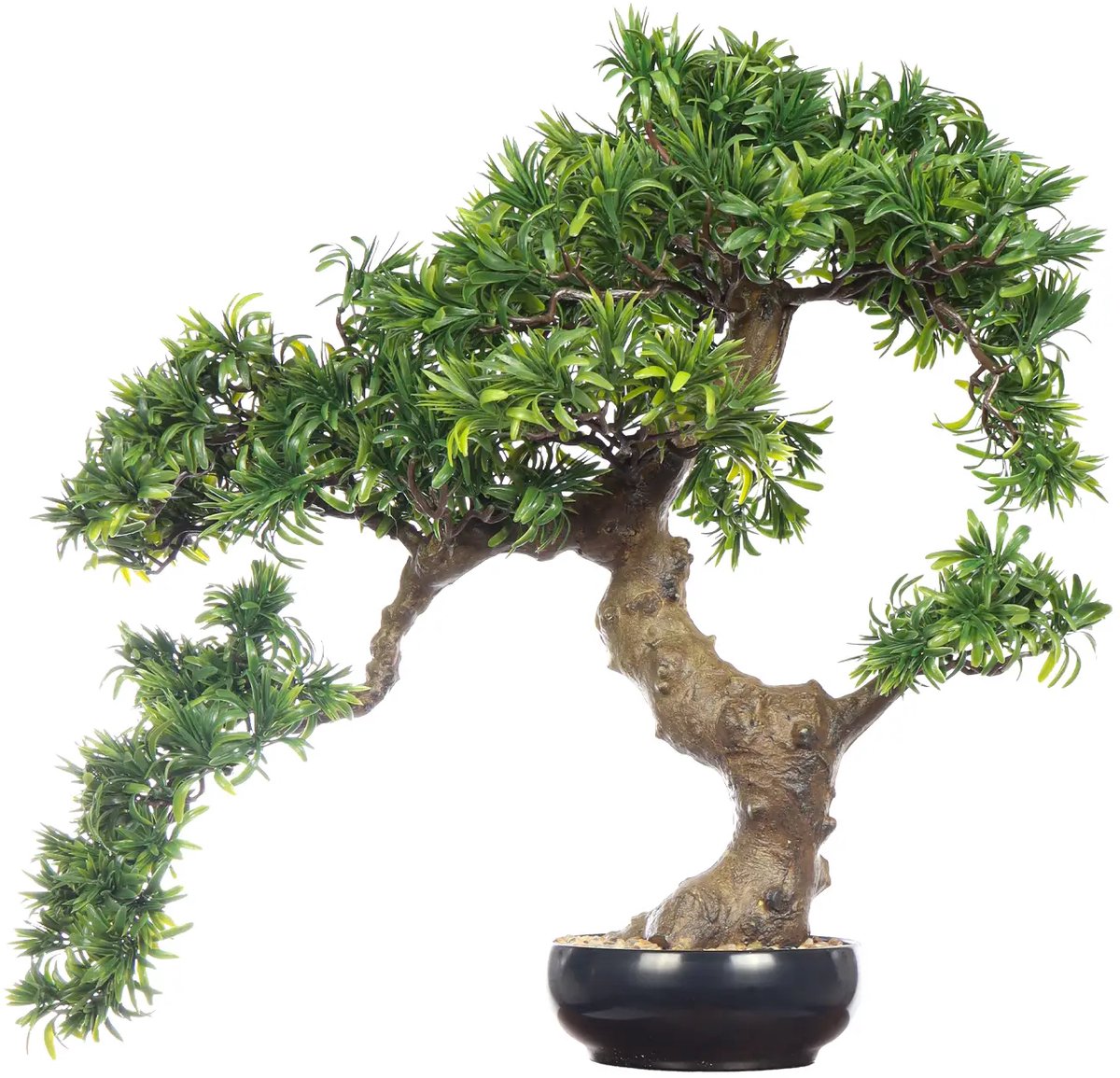 Kunstpalm Kunst Bonsai Boom 60 cm | Groen | Kunst Bonsai Boom - Nep Bonsaiboom - Decoratieve Kunst Bonsai boom Donkergroen