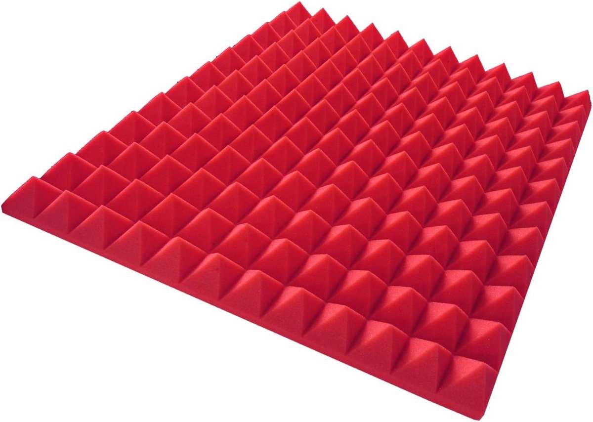 Akoestisch Schuim - Geluidsisolatie Noppen - Geluidsverbetering Ruimte - Gecertificeerde Kwaliteit - 49 x 49 cm - Rood Roze