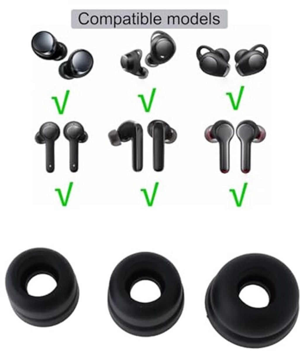 6 Pairs Dubbele Flens Oordopjes Siliconen Mouwen Compatibel met Soundcore Space A40/Life P3 A1 S/M/L Zwart