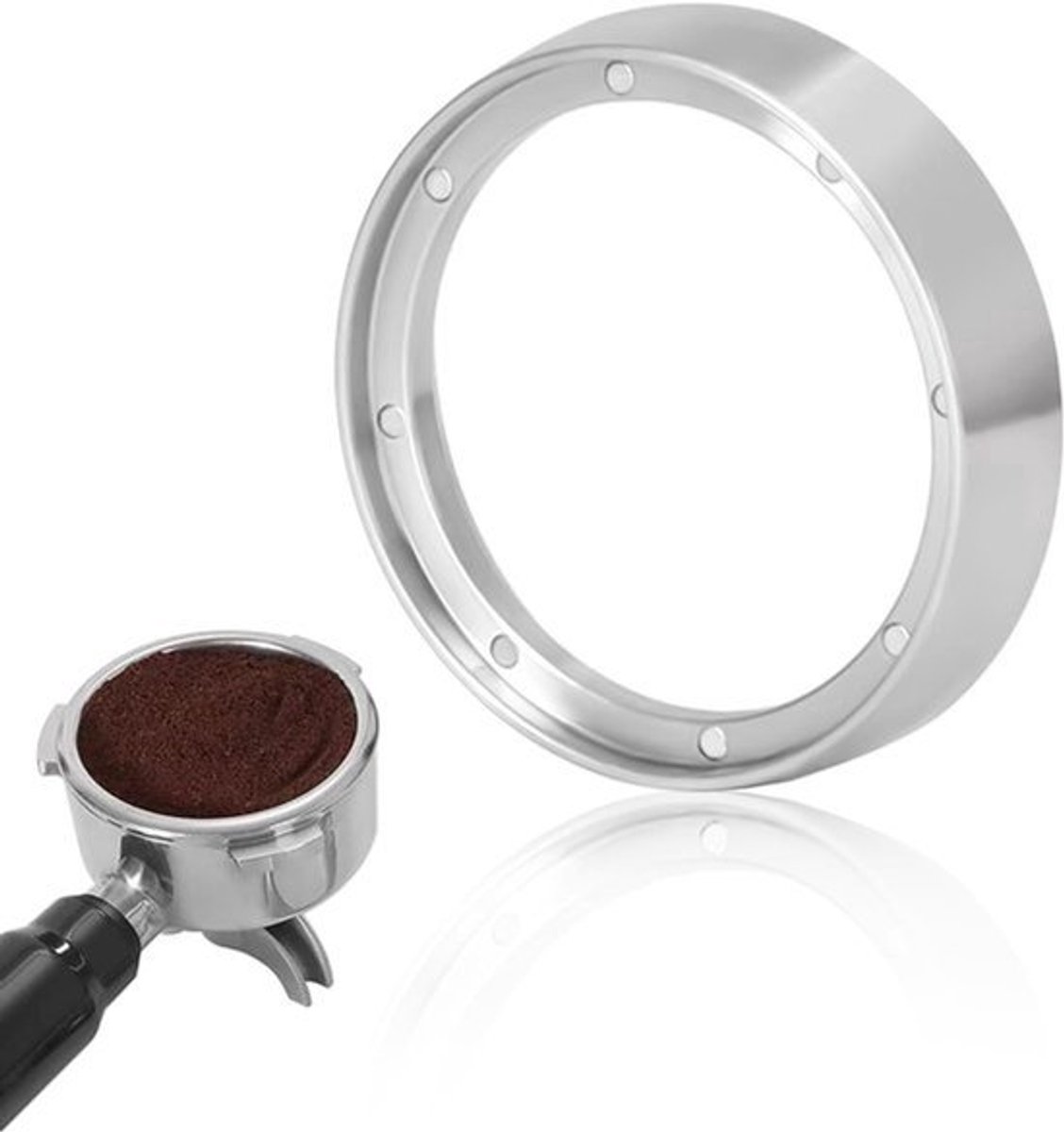 51 mm koffiepercolator trechter van aluminium met koffielepel - licht en duurzaam, geïmplanteerd met 8 sterke magneten
