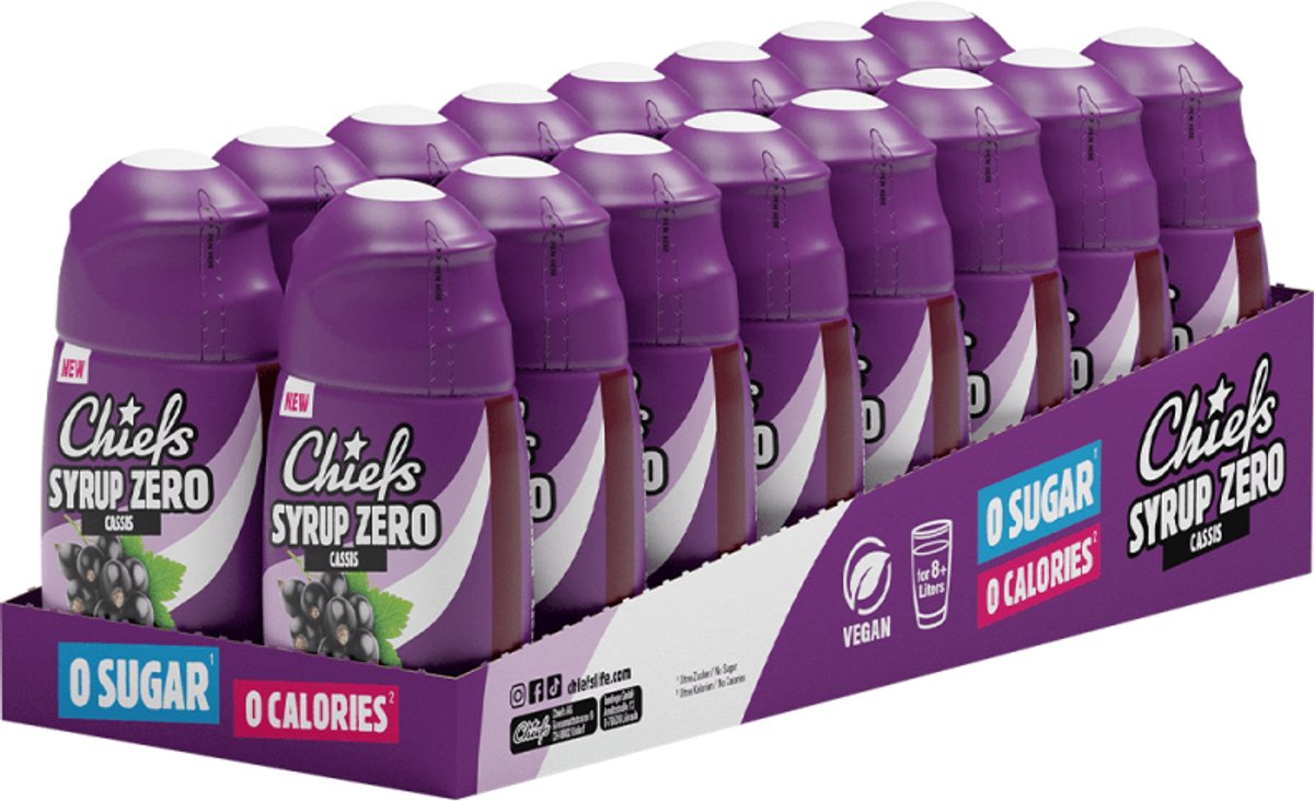 Chiefs Syrup Zero (16x65ml) Cassis - Functionele voeding - Smaakstoffen/zoetstoffen