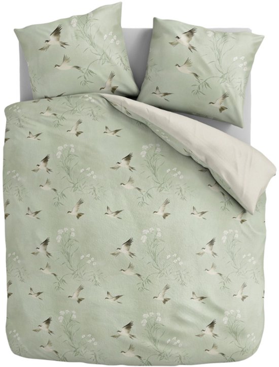 Dekbed-Discounter - Fresh and Co Dekbedovertrek 140 x 200/220 cm - Korte instopstrook - Wasbaar op 40 graden - Inclusief 1 kussensloop - Lotus Birds