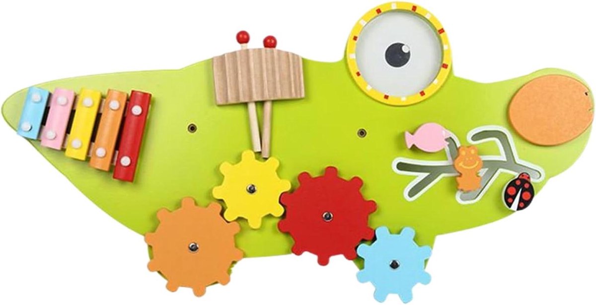 Sensorisch Speelbord - Activiteitencentrum Hout - Vroege Ontwikkeling Stimuleren - 11 Interactieve Secties - 615 x 44 x 52 cm
