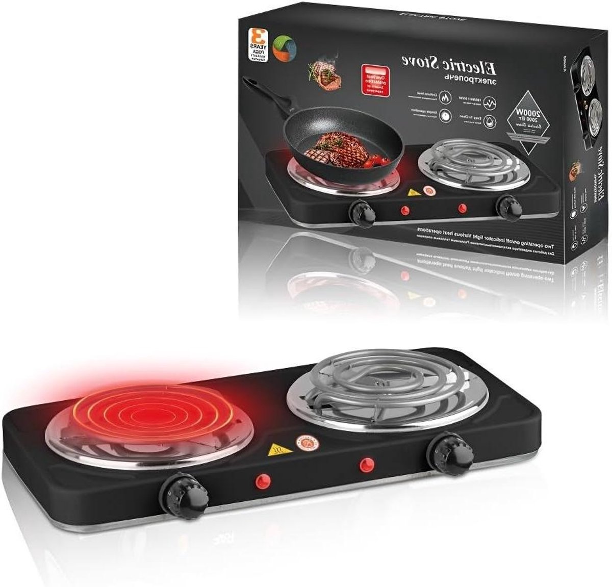 Elektrische Keramische Kookplaat - Dubbele Brander Fornuis - Multifunctioneel Koken - Snelle Gelijkmatige Verwarming - 1150 Gram - One Color